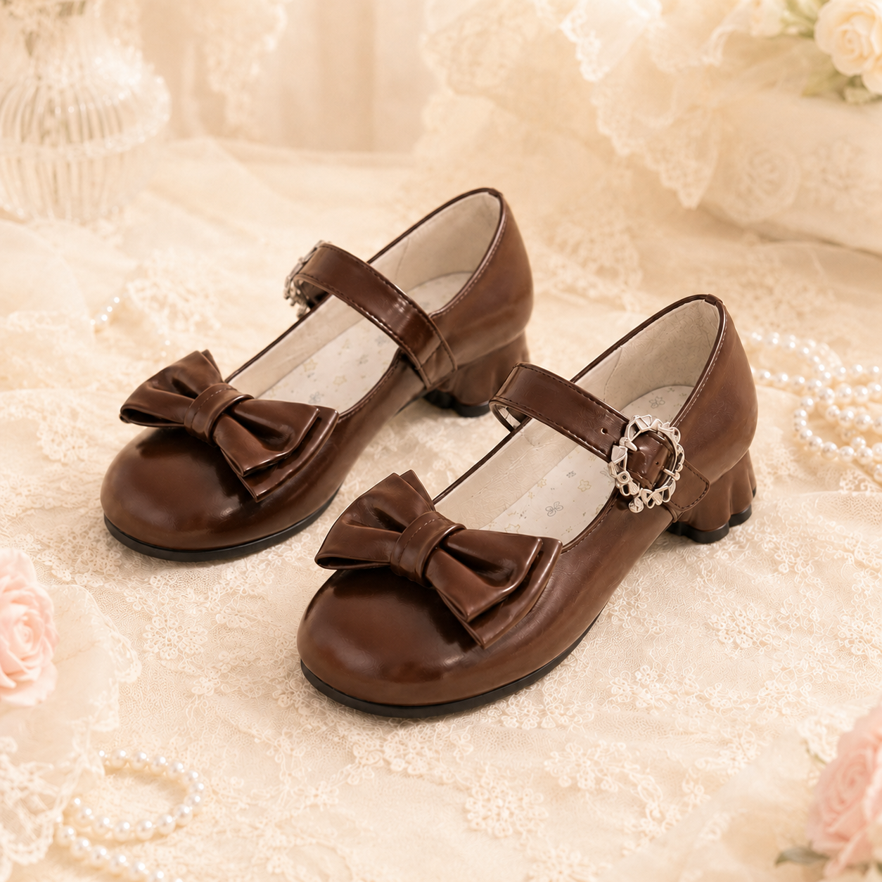 Velvet Paw | Cat-Heel Scalloped Mary Janes