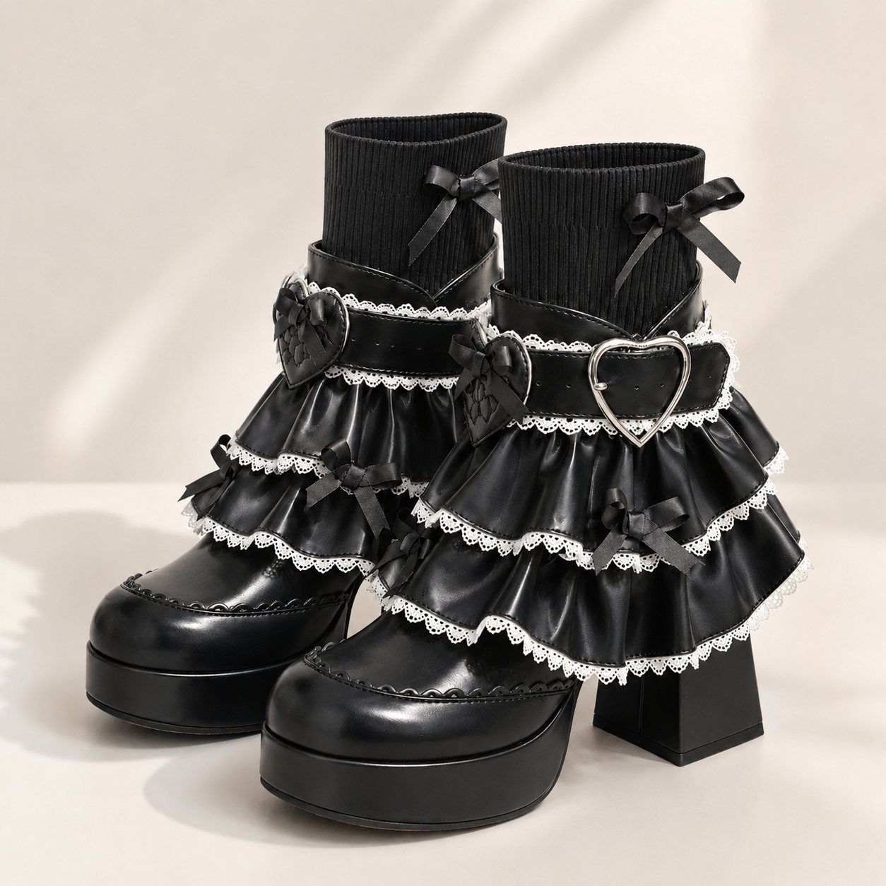Dollhouse Princess | Ruffle Collar Lace-Up Booties