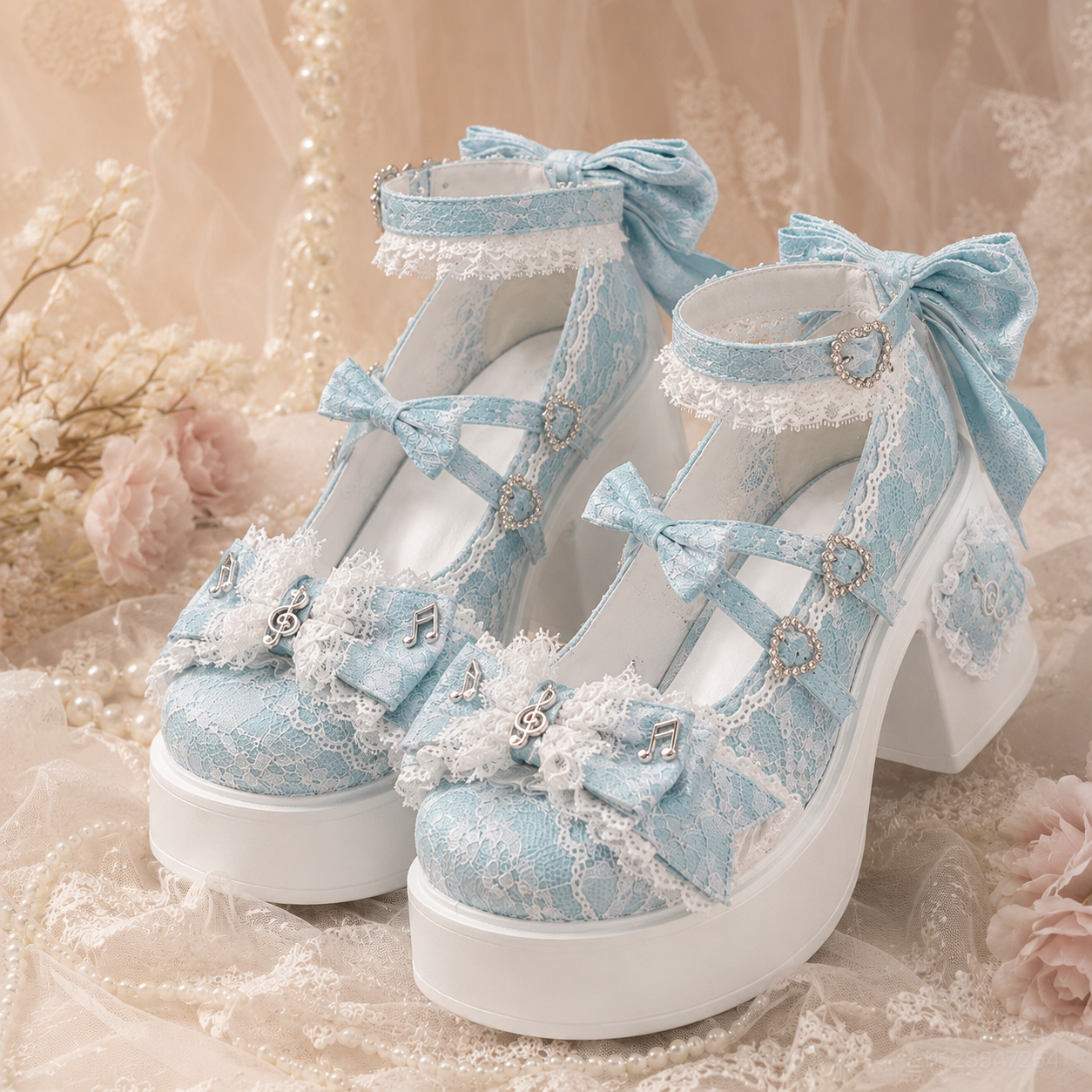 The Princess's Sonata | Music-Note Lace Platform Mary Janes