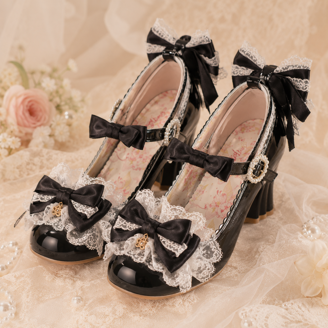 Sweetheart Doll | Ruffled Heart-Buckle Mary Janes