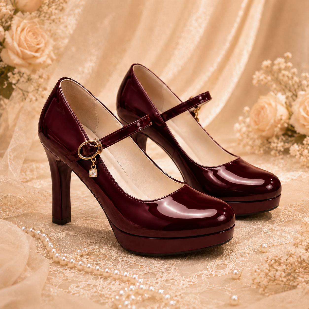 Royal Classic | Single Strap Platform Heels with Charm Buckle