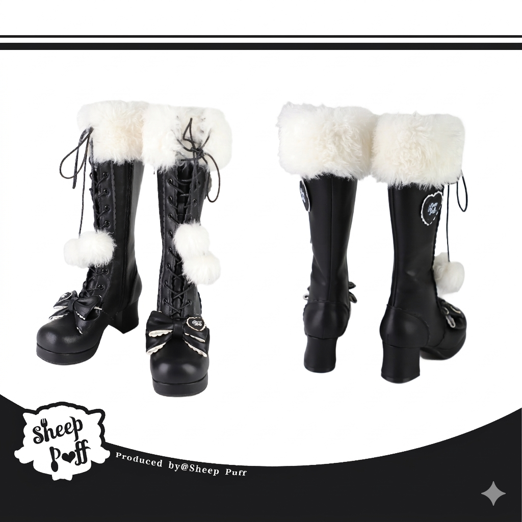 Frost Fairy | Fur-Top Knee-High Lace-Up Boots