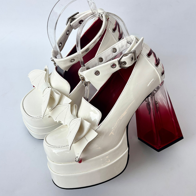 Vampire’s Kiss | Bat-Wing Crystal Platform Heels