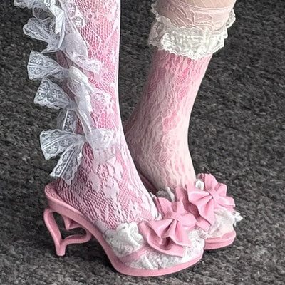 Cupid's Kiss | Heart-Heel Lace Bow Mules