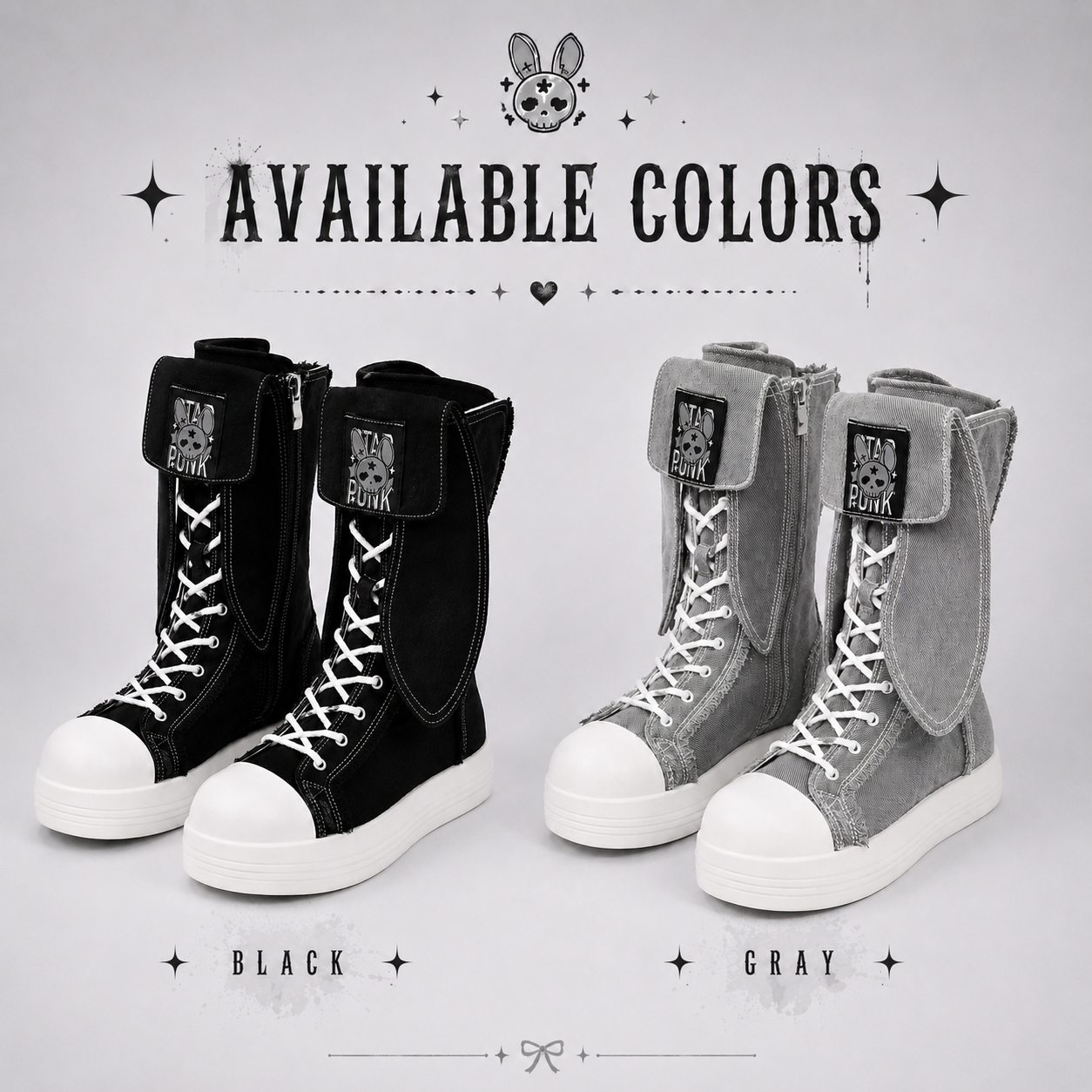Rebel Rabbit | Frayed Canvas Punk High-Top Boots