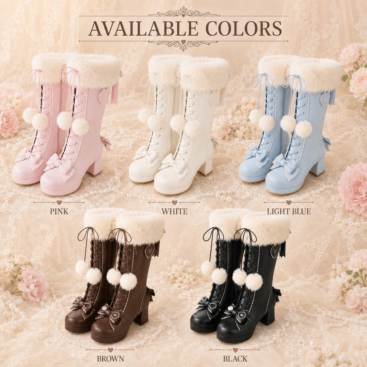 Frost Fairy | Fur-Top Knee-High Lace-Up Boots