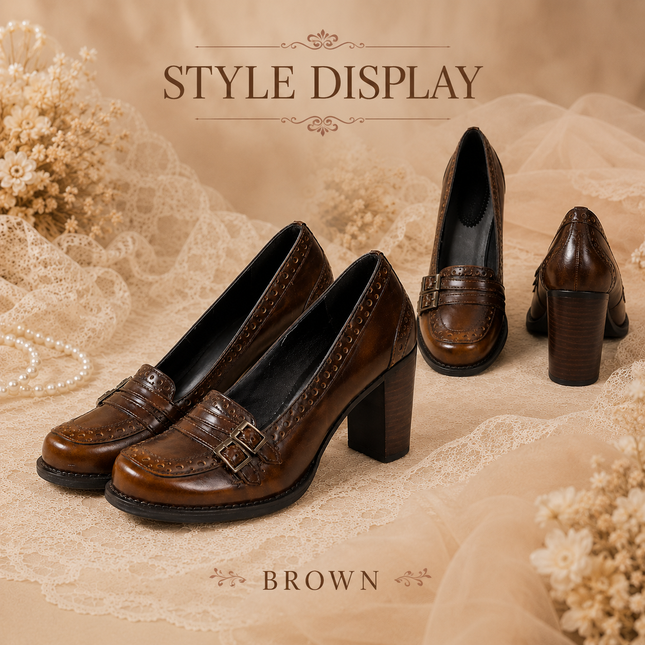 Oxford Scholar | Vintage Brogue Loafer Heels