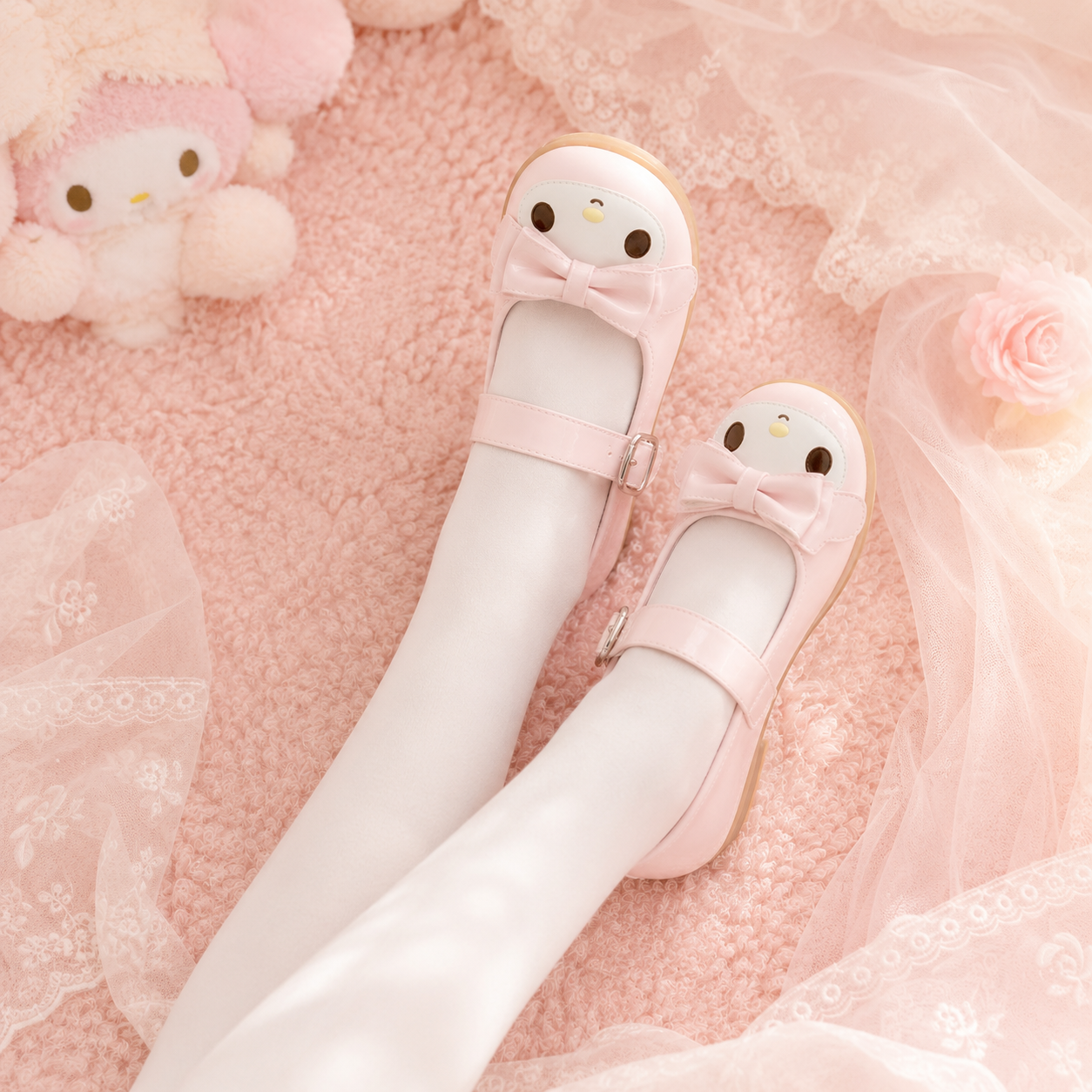 Bunny Berry | Cartoon Ribbon Bow Mary Janes