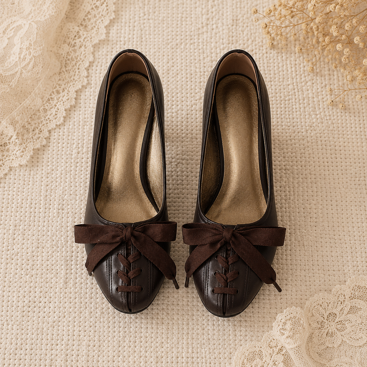 Victorian Muse | Lace-up Bow Stiletto Pumps