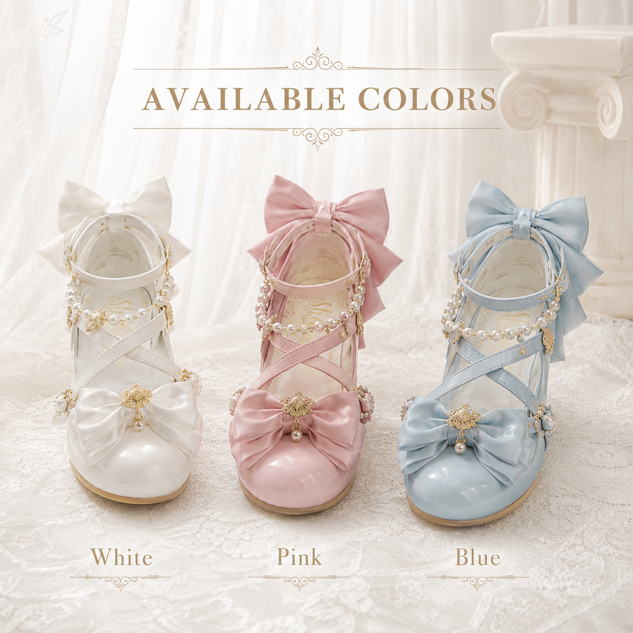 Royal Tea Party | Pearl Chain Cross-Strap Heels