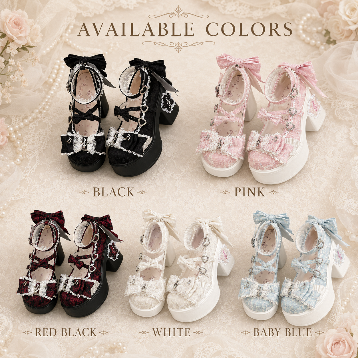 The Princess's Sonata | Music-Note Lace Platform Mary Janes