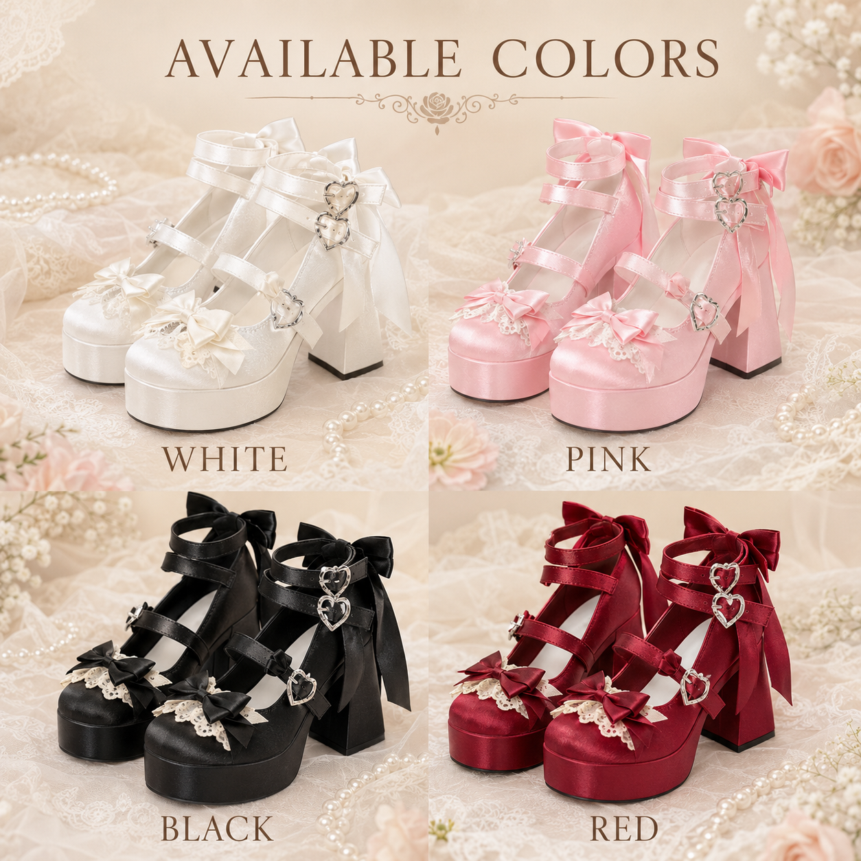Rose Covenant | Satin Trailing Bow Platform Heels