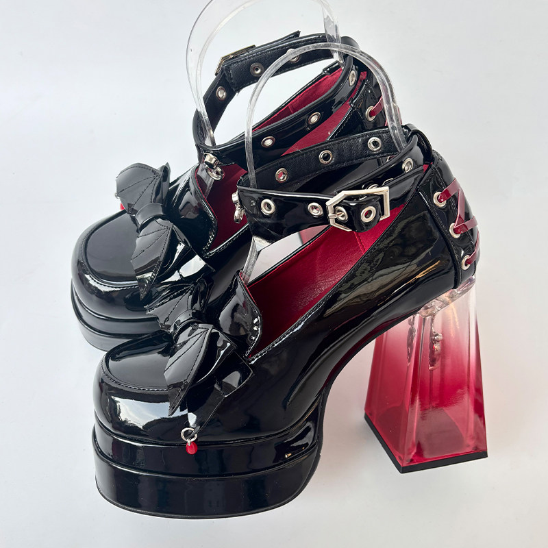 Vampire’s Kiss | Bat-Wing Crystal Platform Heels