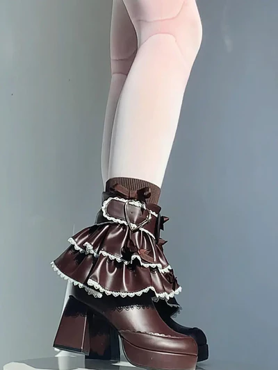 Dollhouse Princess | Ruffle Collar Lace-Up Booties