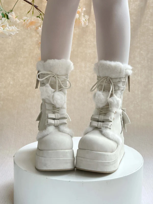 Snow Bunny | Chunky Platform Fur-Trimmed Winter Boots