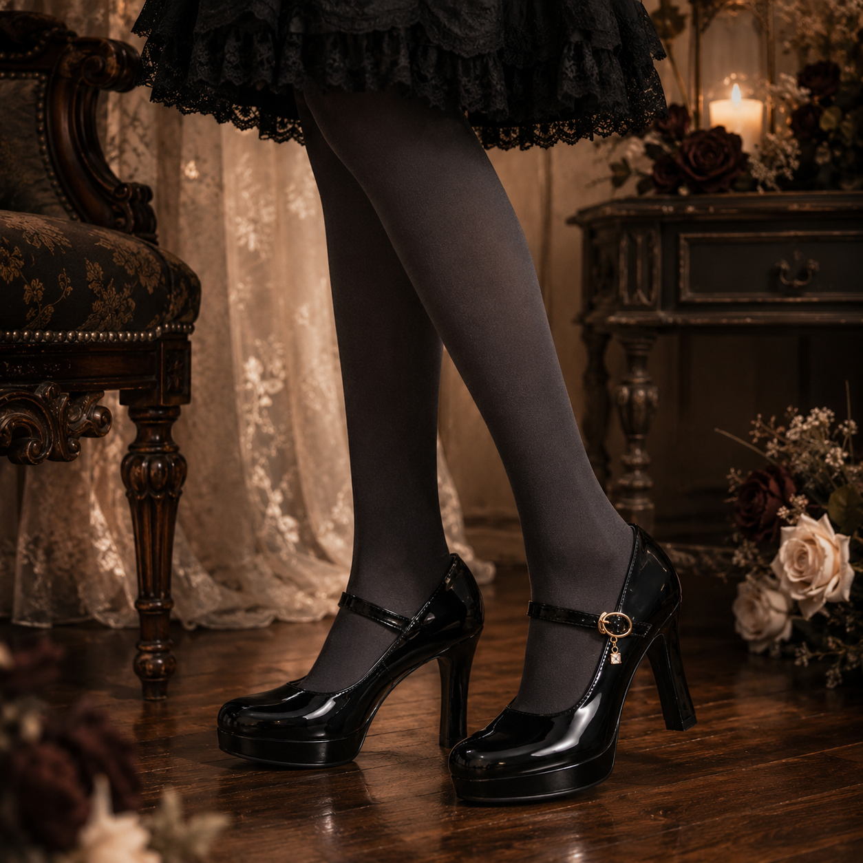 Royal Classic | Single Strap Platform Heels with Charm Buckle