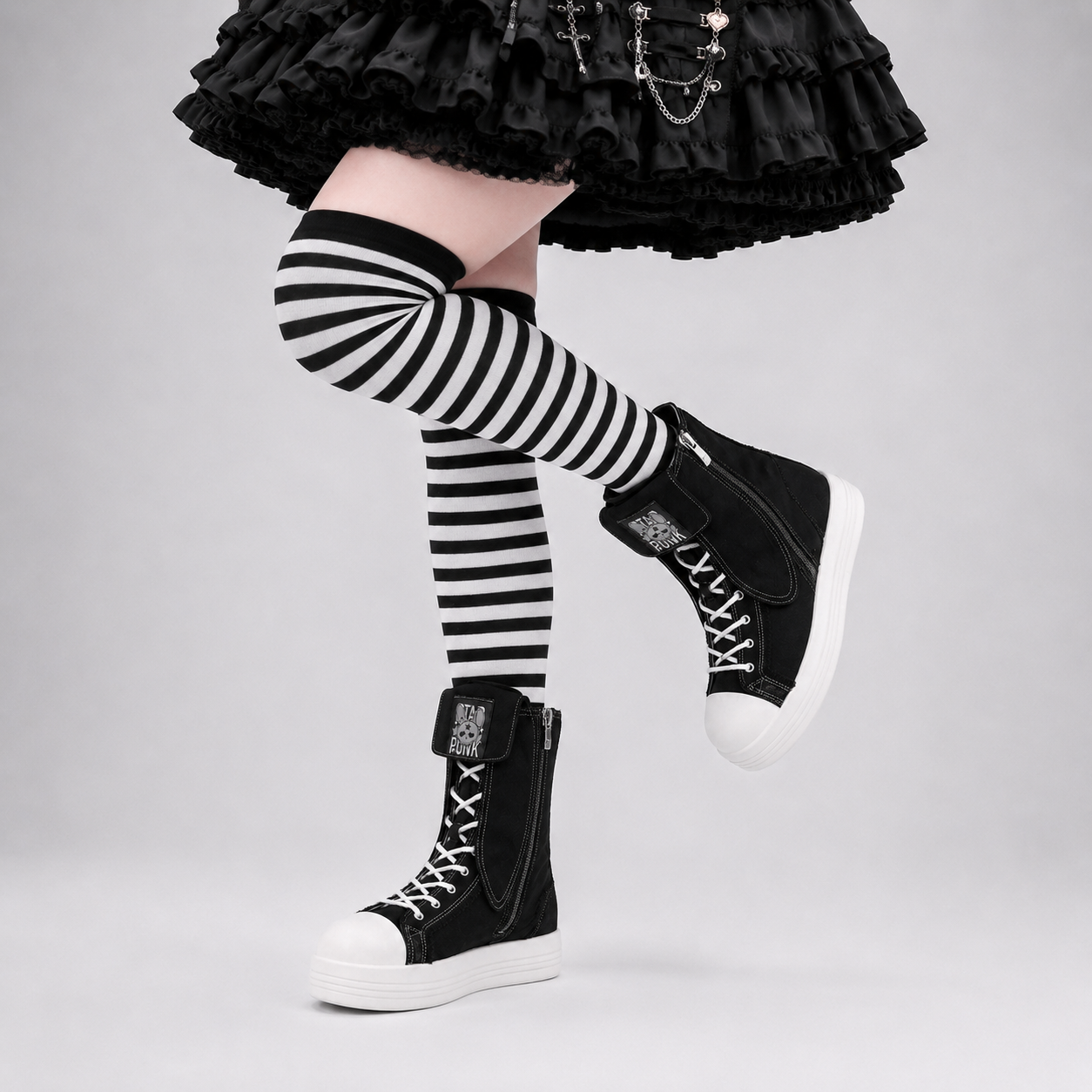 Rebel Rabbit | Frayed Canvas Punk High-Top Boots