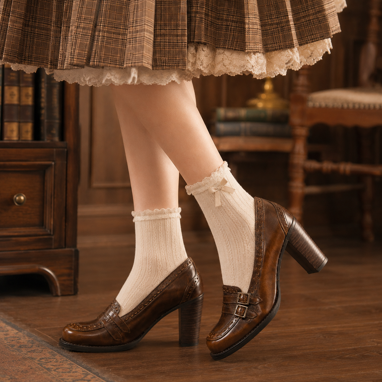 Oxford Scholar | Vintage Brogue Loafer Heels