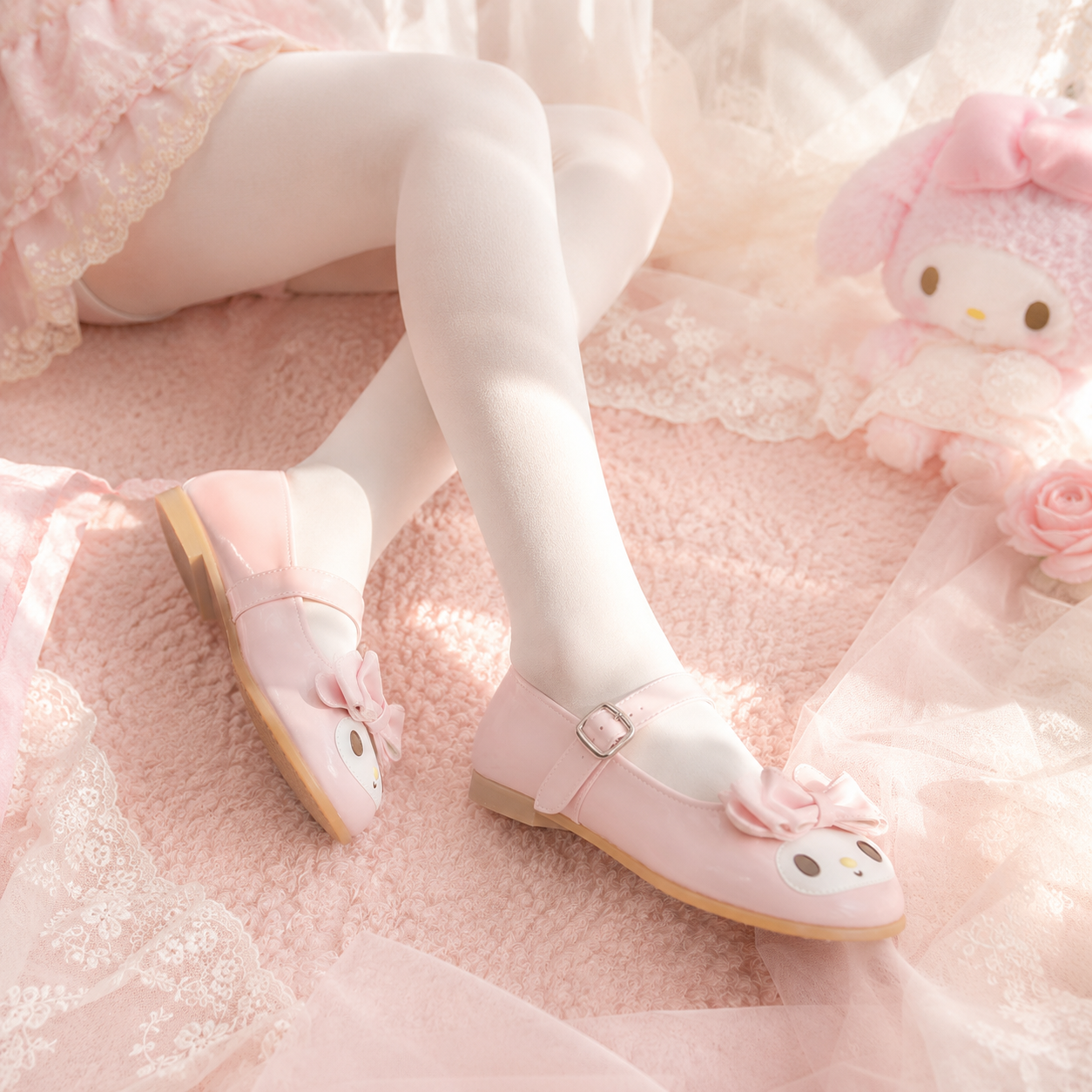 Bunny Berry | Cartoon Ribbon Bow Mary Janes