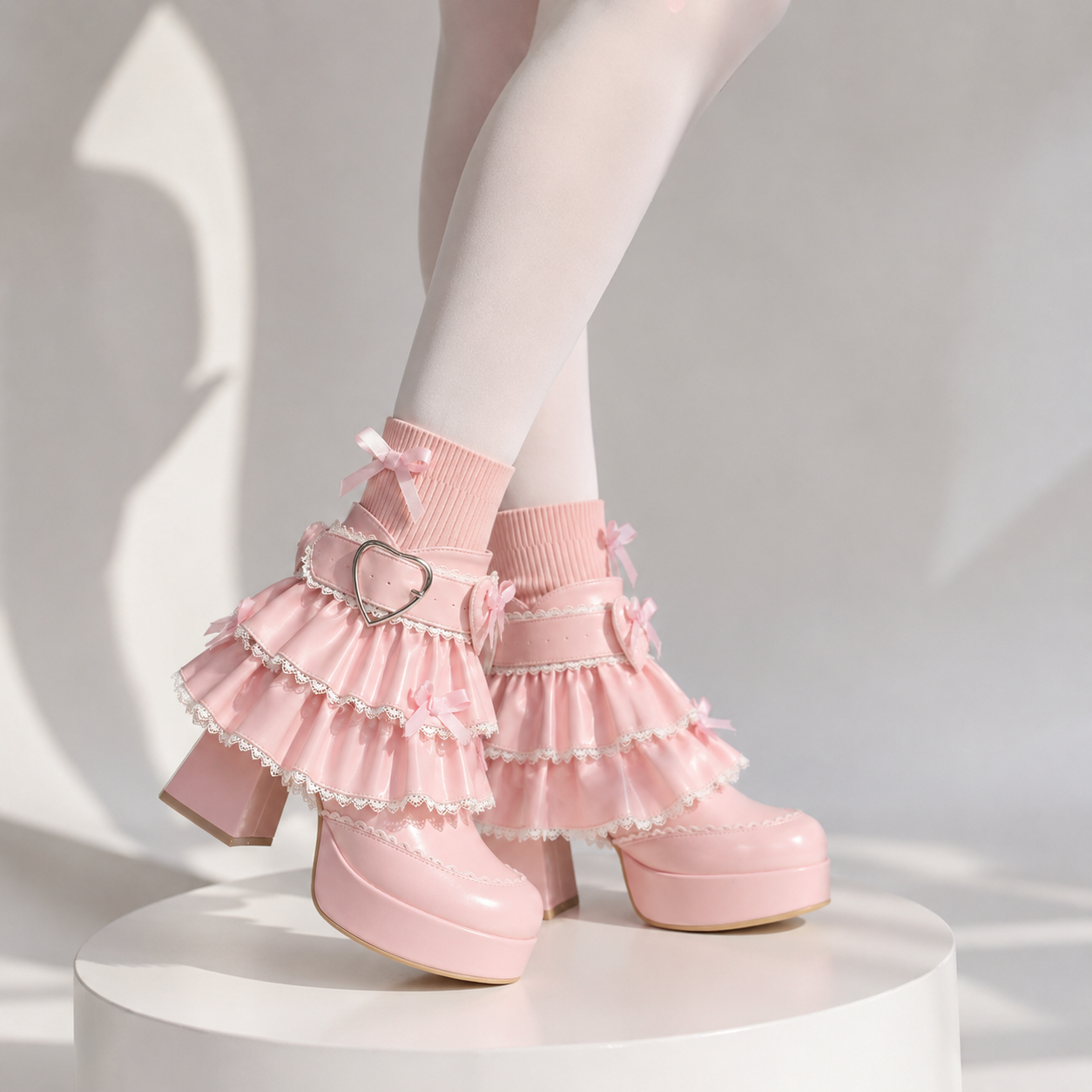 Dollhouse Princess | Ruffle Collar Lace-Up Booties