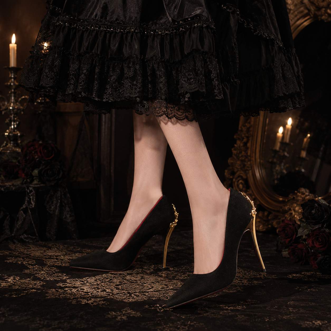 Thorn Princess | Dagger-Hilt Suede Stilettos