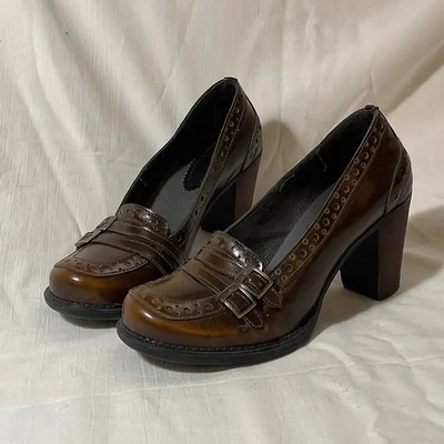 Oxford Scholar | Vintage Brogue Loafer Heels