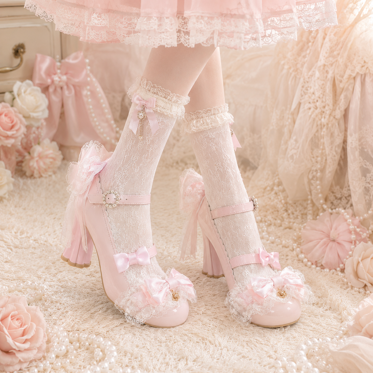 Sweetheart Doll | Ruffled Heart-Buckle Mary Janes
