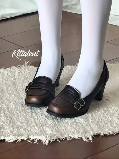 Vintage Librarian | Burnished Double-Buckle Heels