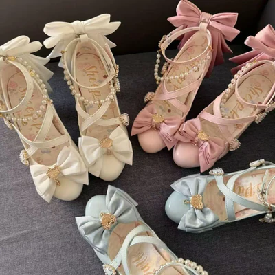 Royal Tea Party | Pearl Chain Cross-Strap Heels