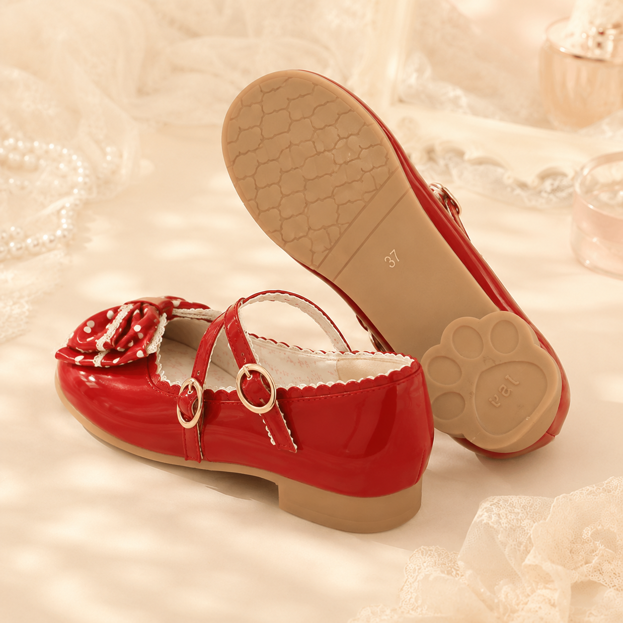 Kitty's Secret | Cat Paw Lace-Sole Mary Jane Flats