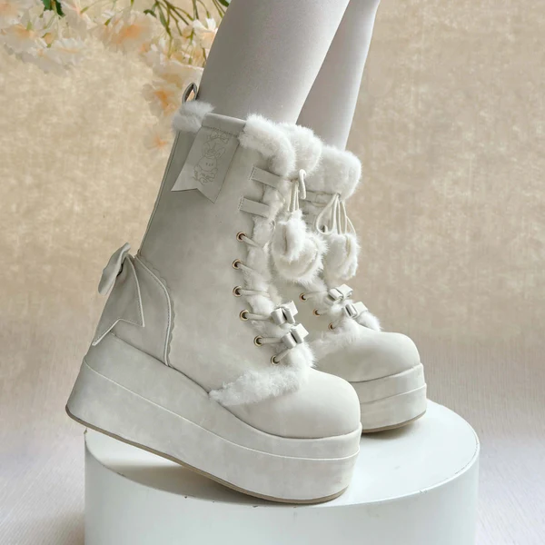 Snow Bunny | Chunky Platform Fur-Trimmed Winter Boots