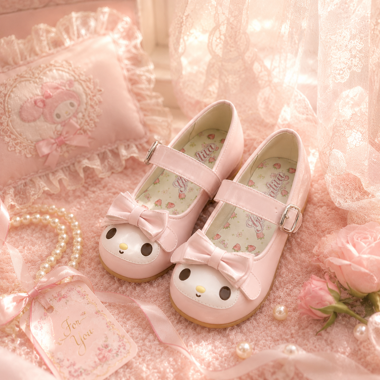 Bunny Berry | Cartoon Ribbon Bow Mary Janes