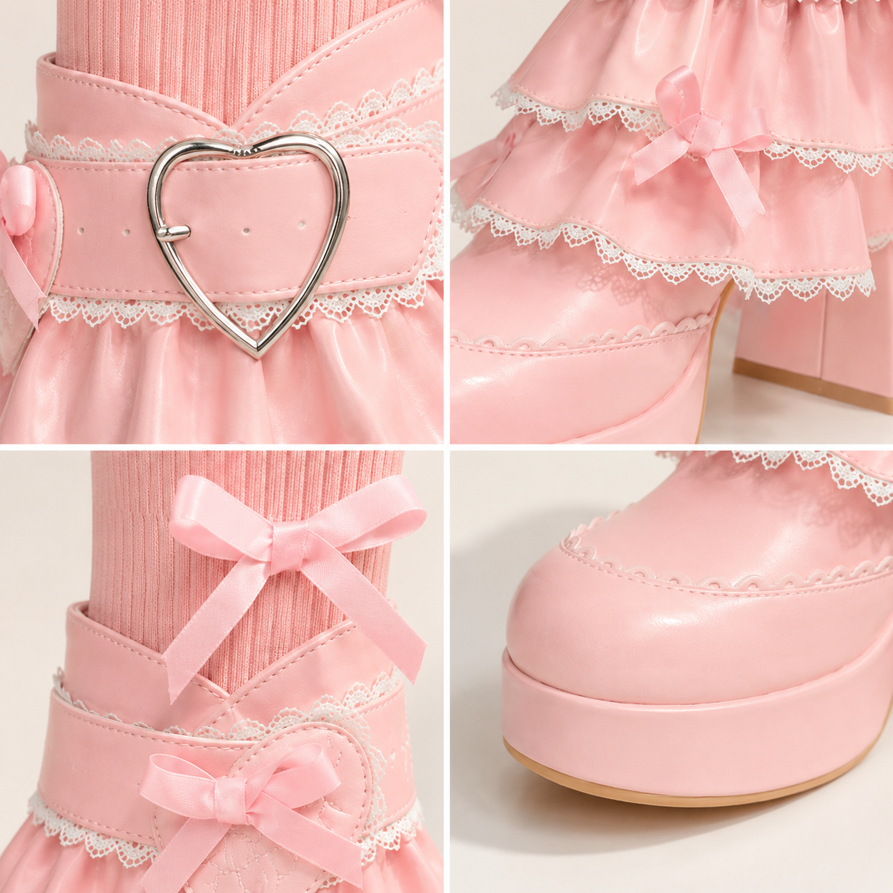 Dollhouse Princess | Ruffle Collar Lace-Up Booties