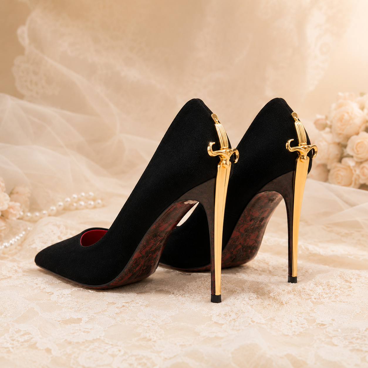 Thorn Princess | Dagger-Hilt Suede Stilettos