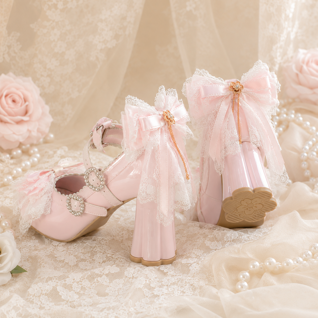 Sweetheart Doll | Ruffled Heart-Buckle Mary Janes