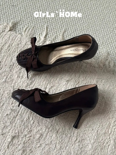 Victorian Muse | Lace-up Bow Stiletto Pumps