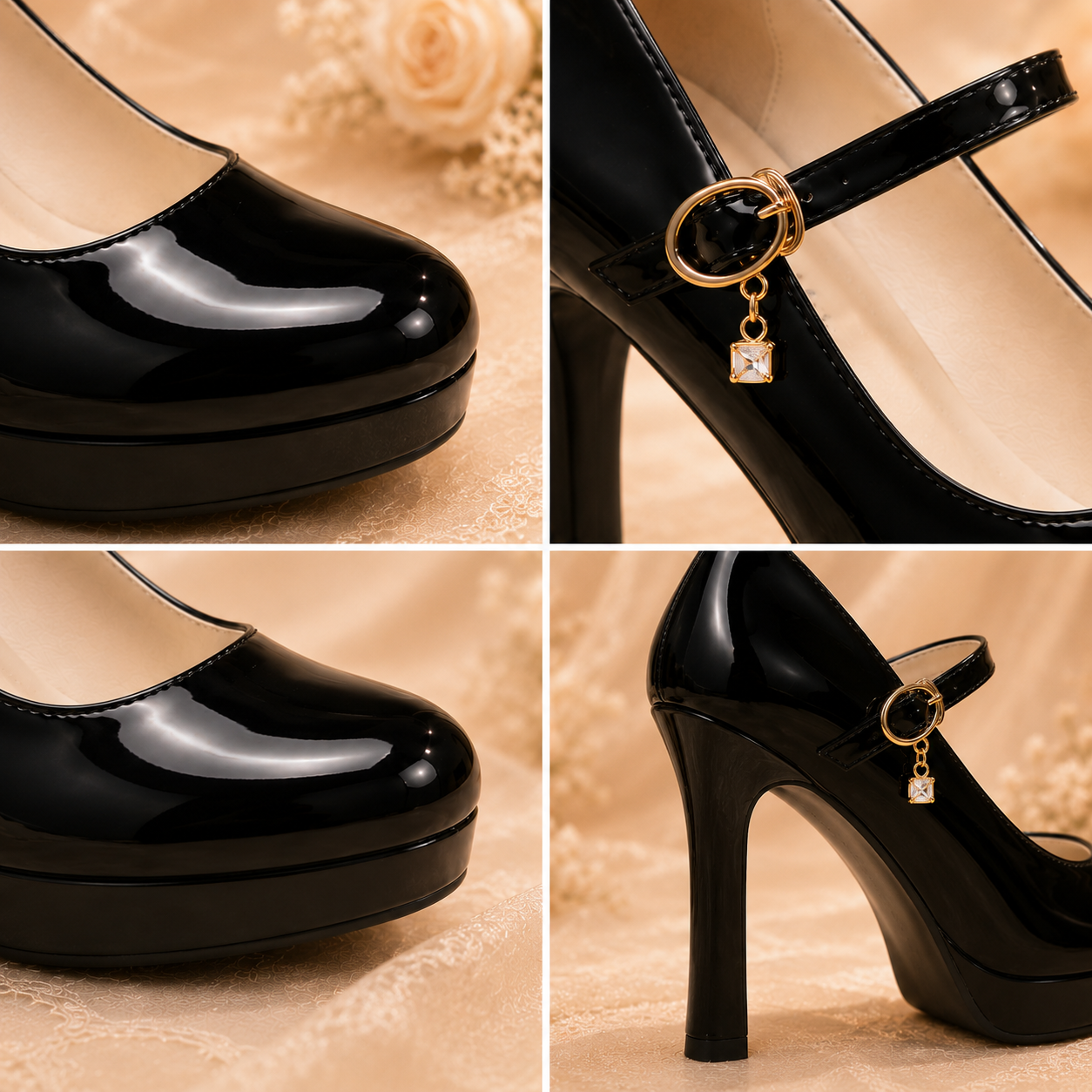 Royal Classic | Single Strap Platform Heels with Charm Buckle