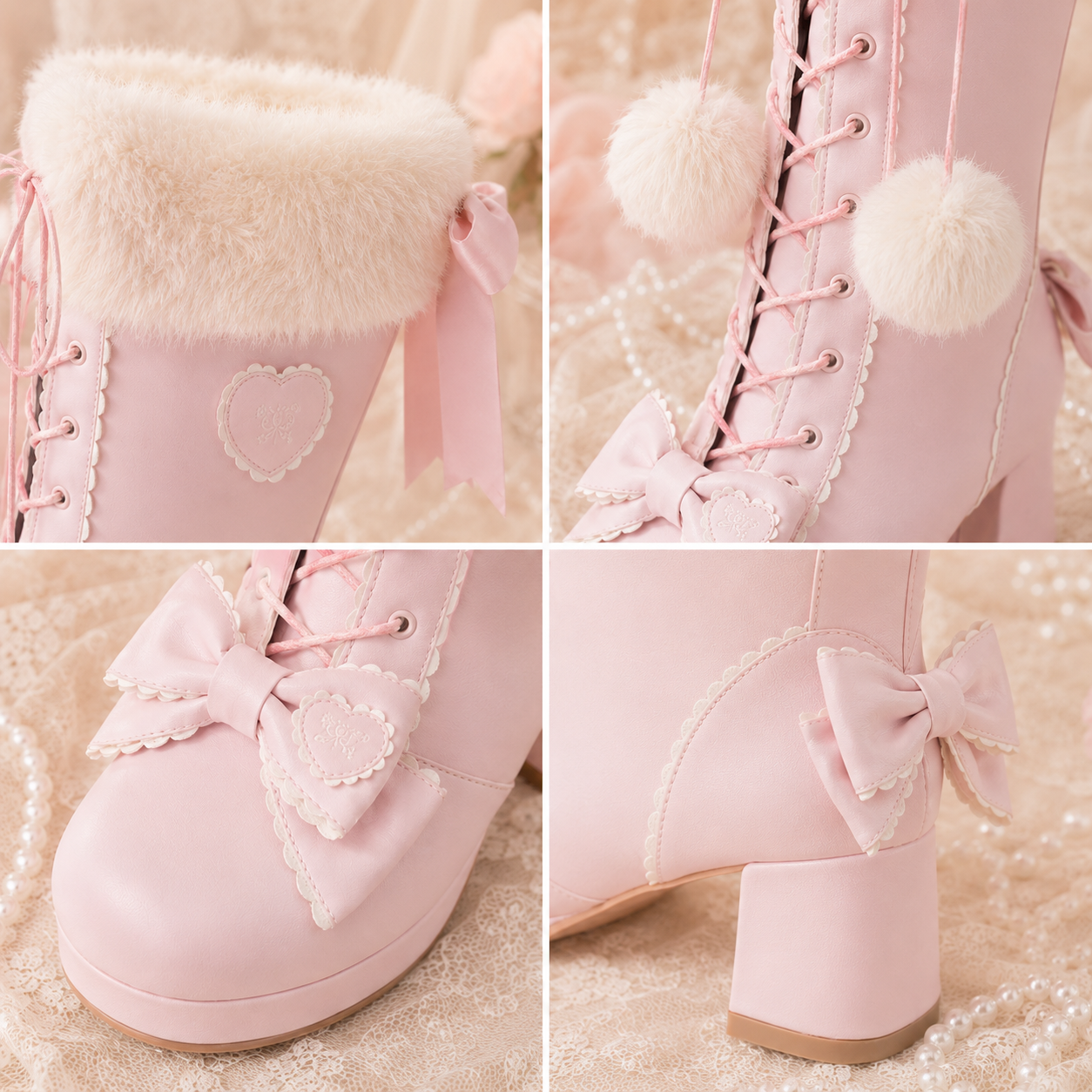 Frost Fairy | Fur-Top Knee-High Lace-Up Boots