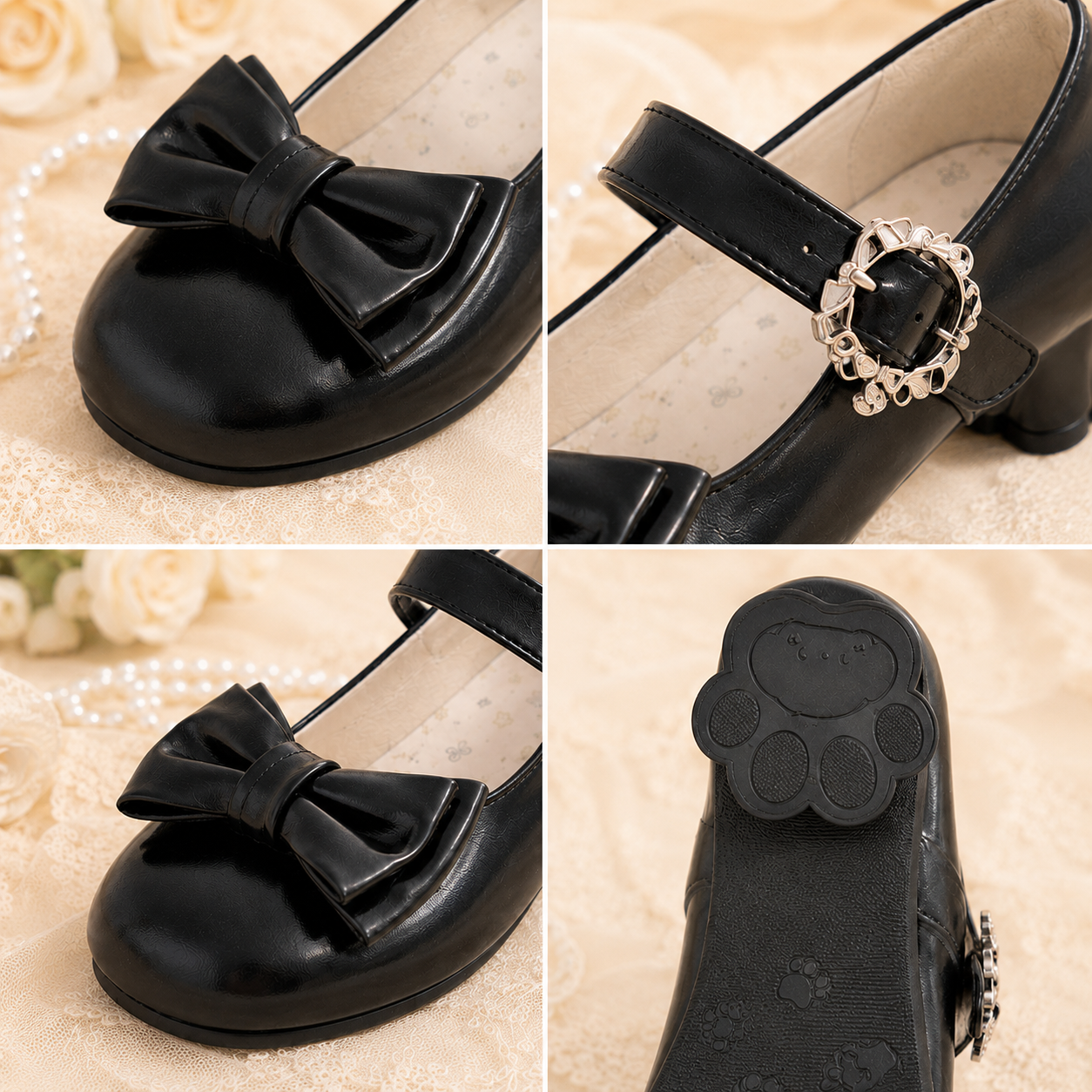 Velvet Paw | Cat-Heel Scalloped Mary Janes