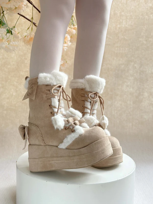 Snow Bunny | Chunky Platform Fur-Trimmed Winter Boots