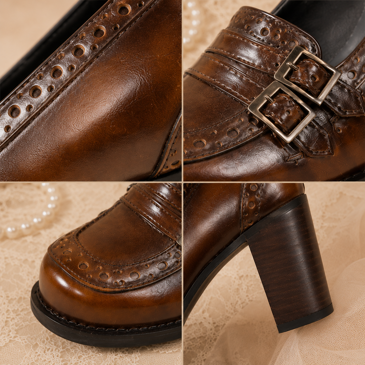 Oxford Scholar | Vintage Brogue Loafer Heels