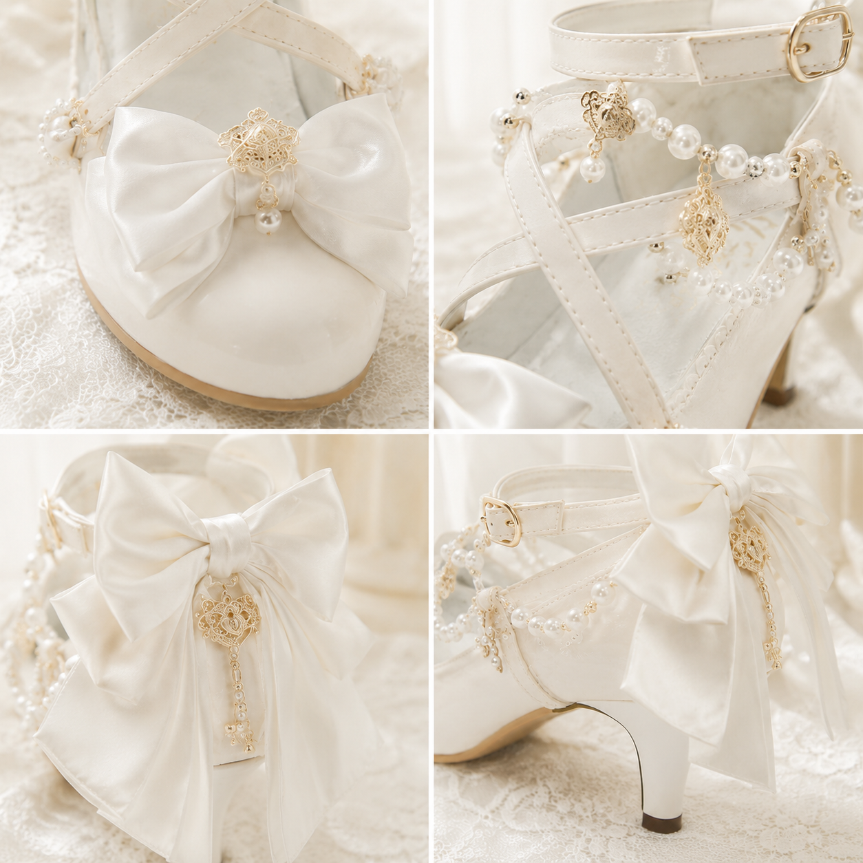 Royal Tea Party | Pearl Chain Cross-Strap Heels