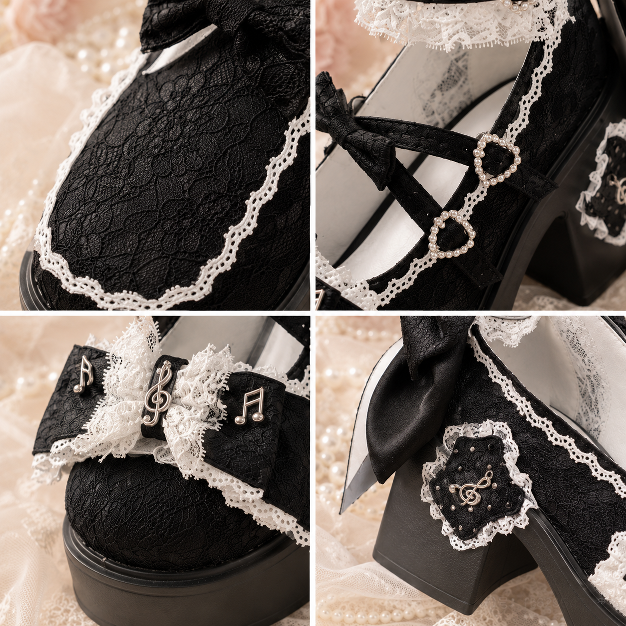 The Princess's Sonata | Music-Note Lace Platform Mary Janes