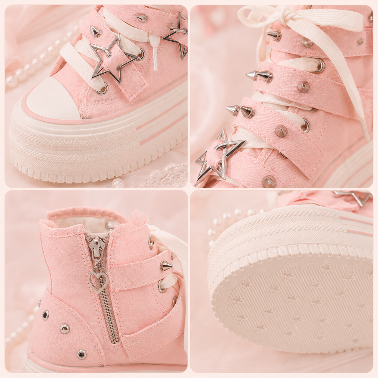 The Cosmic Rebel | Metallic Star Studded Platform Sneakers