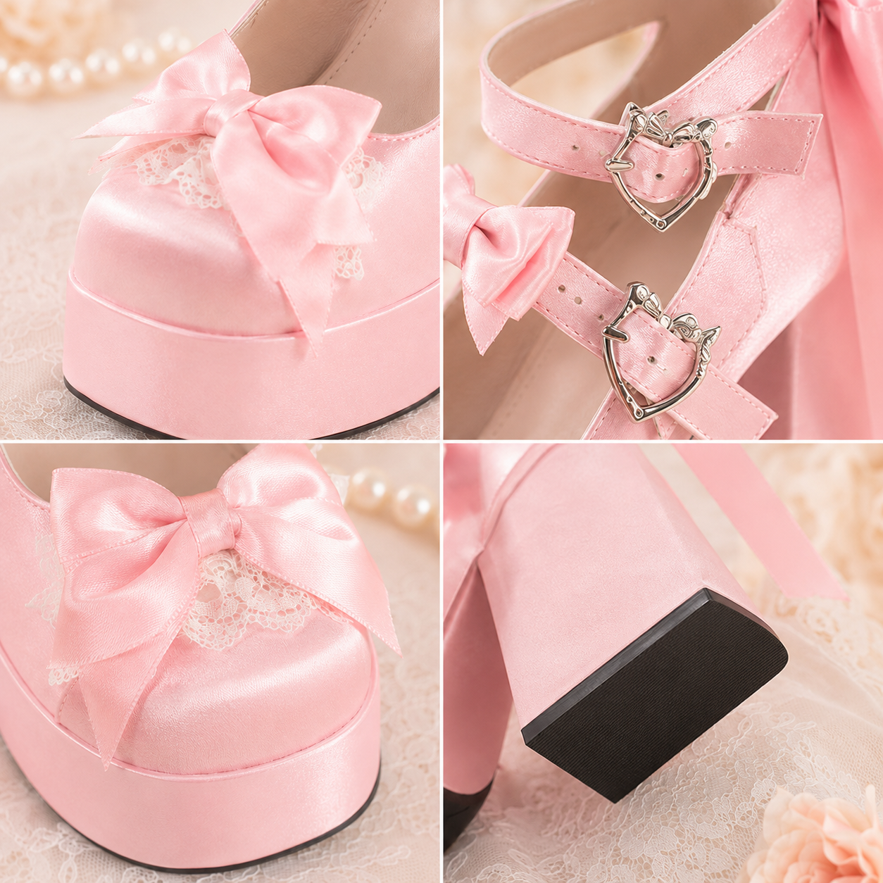 Rose Covenant | Satin Trailing Bow Platform Heels