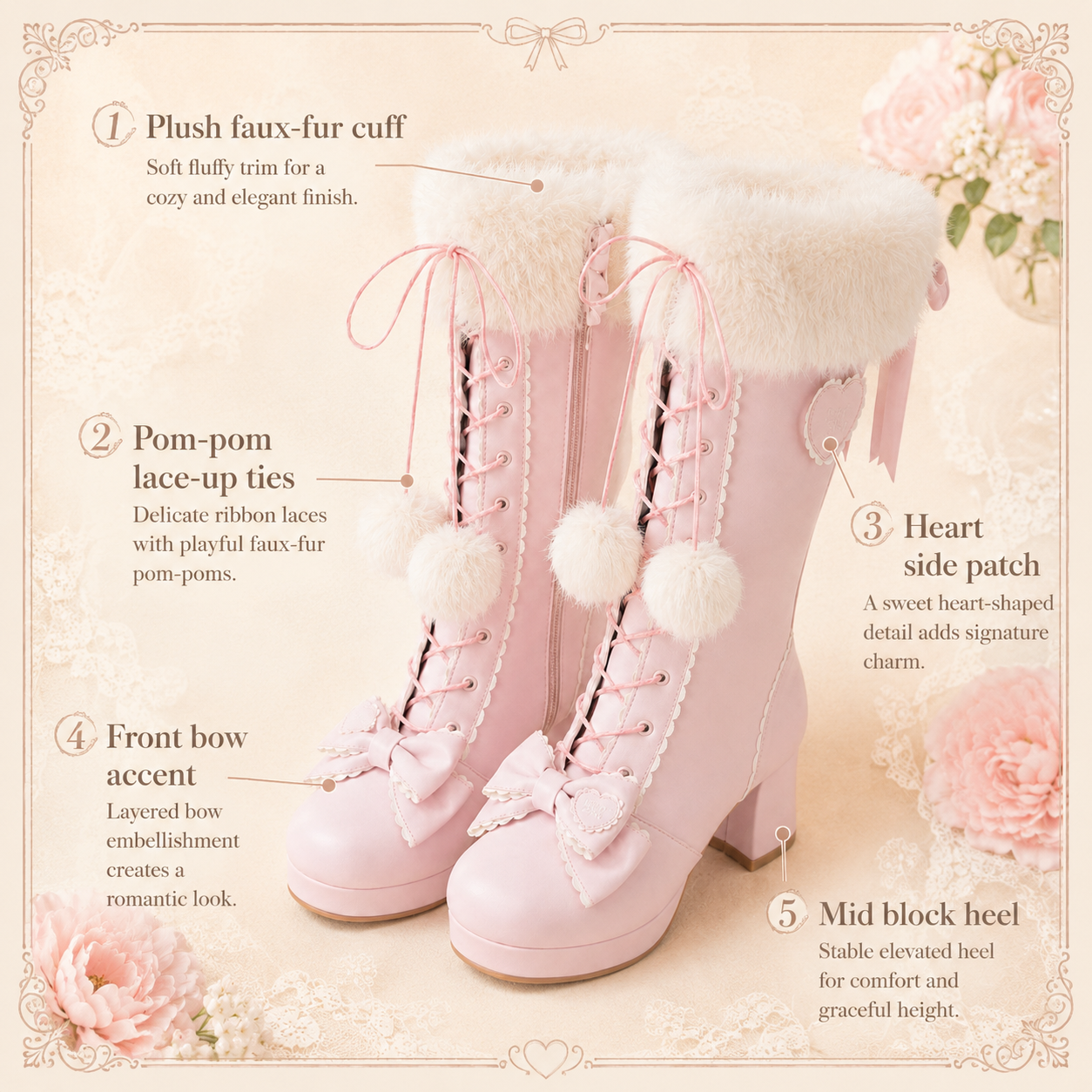 Frost Fairy | Fur-Top Knee-High Lace-Up Boots