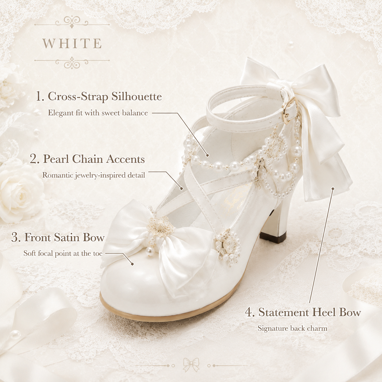 Royal Tea Party | Pearl Chain Cross-Strap Heels