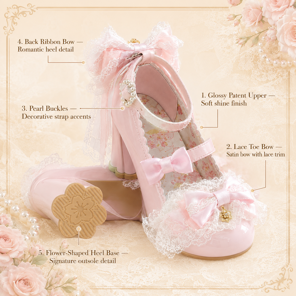 Sweetheart Doll | Ruffled Heart-Buckle Mary Janes