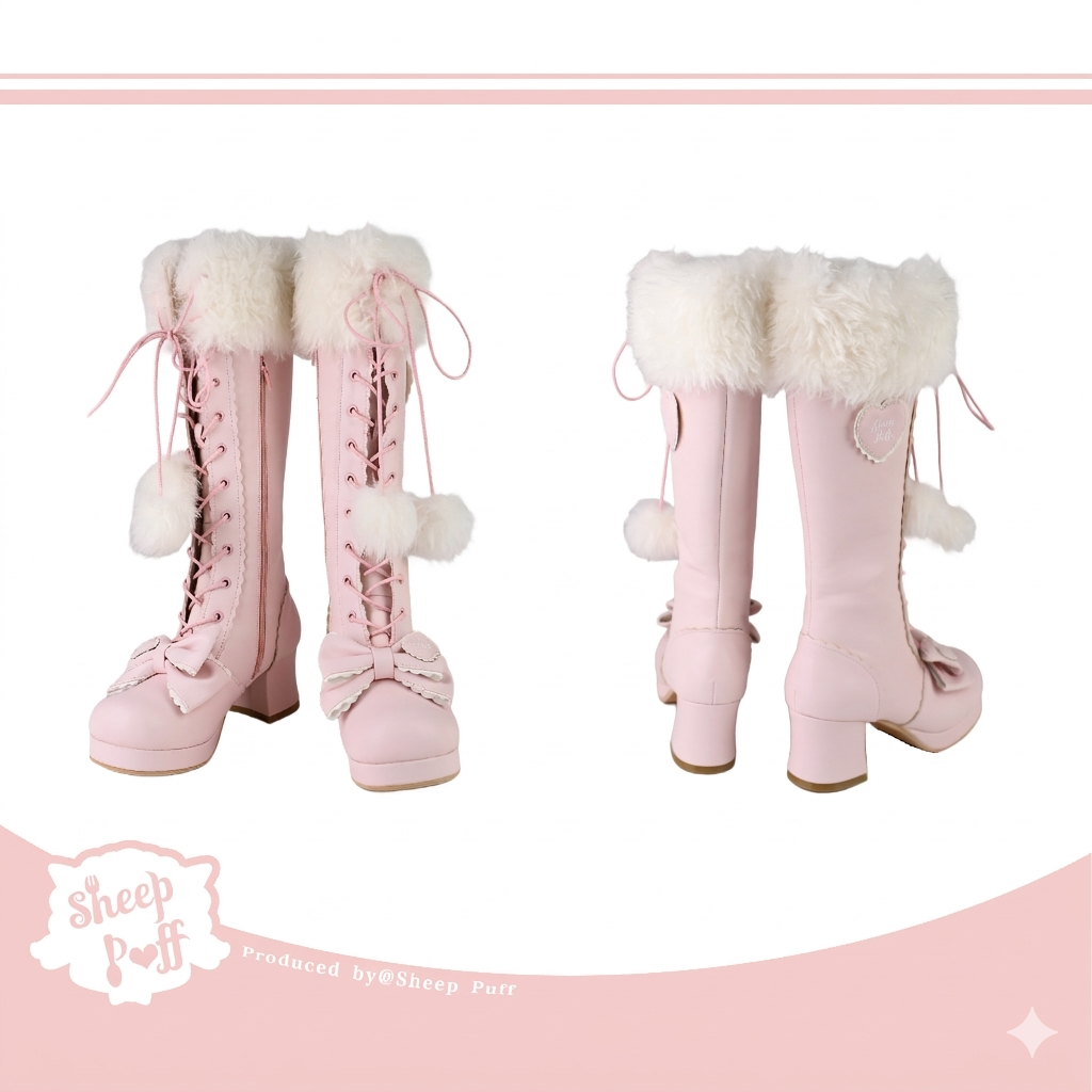 Frost Fairy | Fur-Top Knee-High Lace-Up Boots