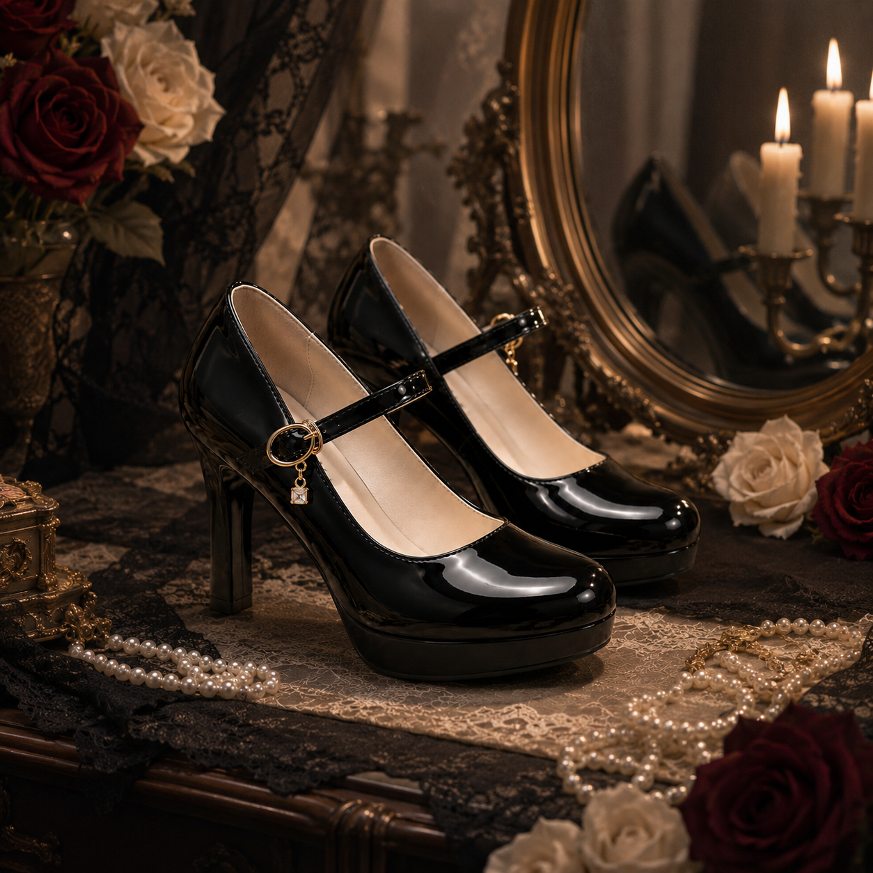 Royal Classic | Single Strap Platform Heels with Charm Buckle